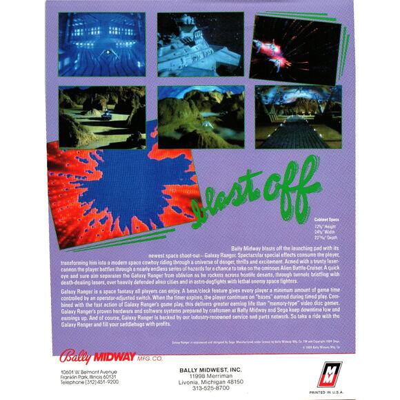 1984 Bally Midway Galaxy Ranger Arcade Game Flyer Vintage Promo - Picture 2 of 2